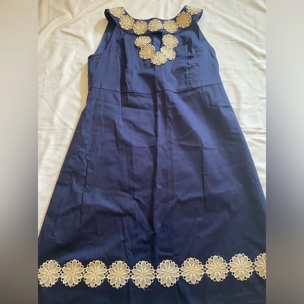 Lilly Pulitzer Navy Gold Women Dress - Size 8 - Sleeveless- Excellent condition - Picture 12 of 12